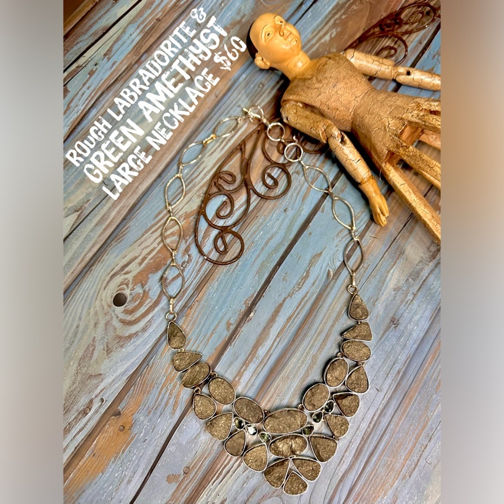 Rough Labradorite & Green Amethyst 18” Necklace